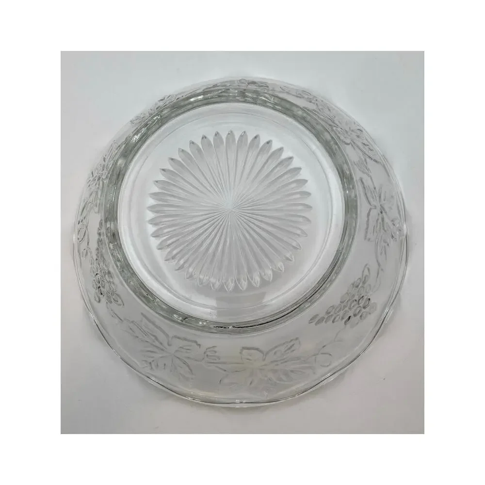 Vintage Clear Pressed Glass Anchor Hocking Grapevine with Scalloped Rim Bowl